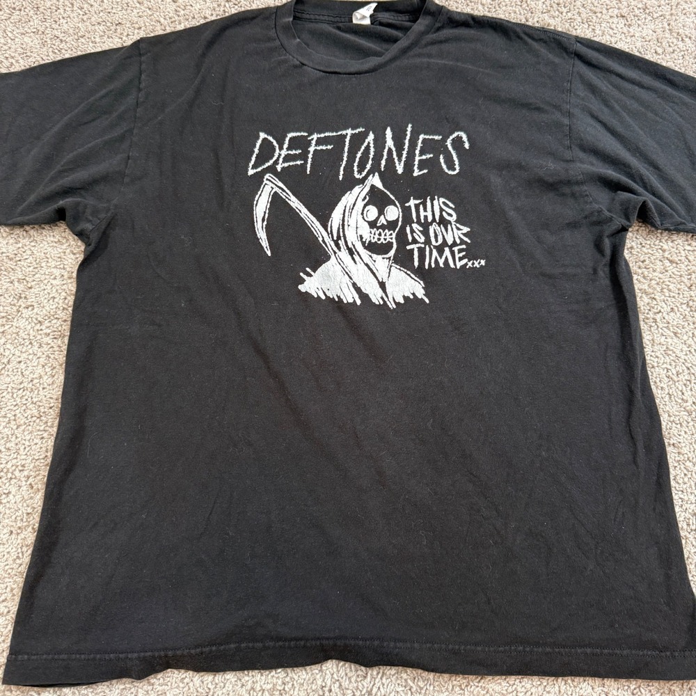 Tultex Deftones T-Shirt Men XL Black Good Grim Reaper This Is Our Time Graphic